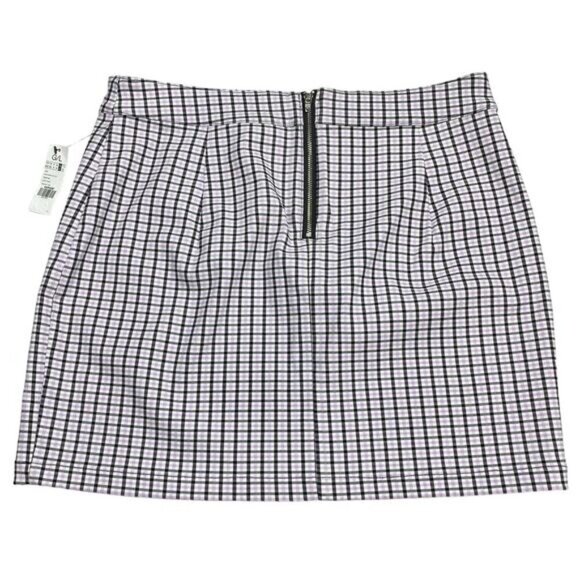 NWT GARAGE Plaid Mini Skirt Front Slit Sz Large Lilac Plaid - Picture 5 of 5